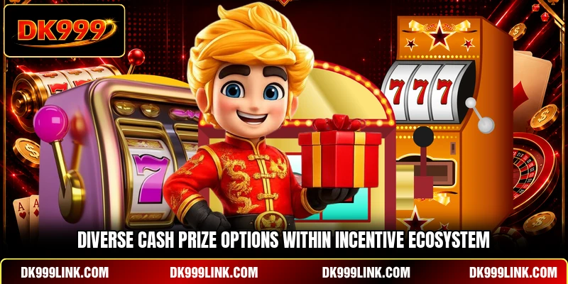 Diverse cash prize options within incentive ecosystem