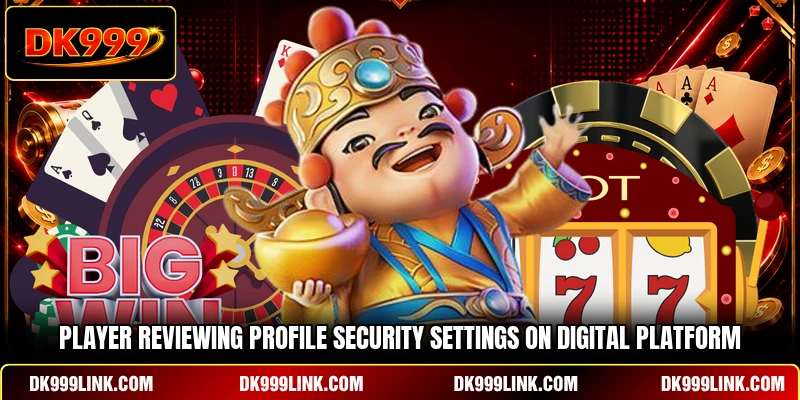 Player reviewing profile security settings on digital platform